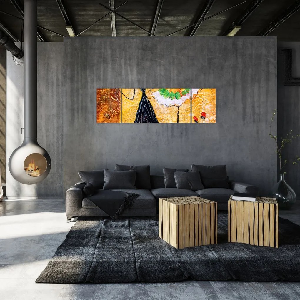 Obraz - Tańczące baletnice, obraz olejny (170x50 cm)