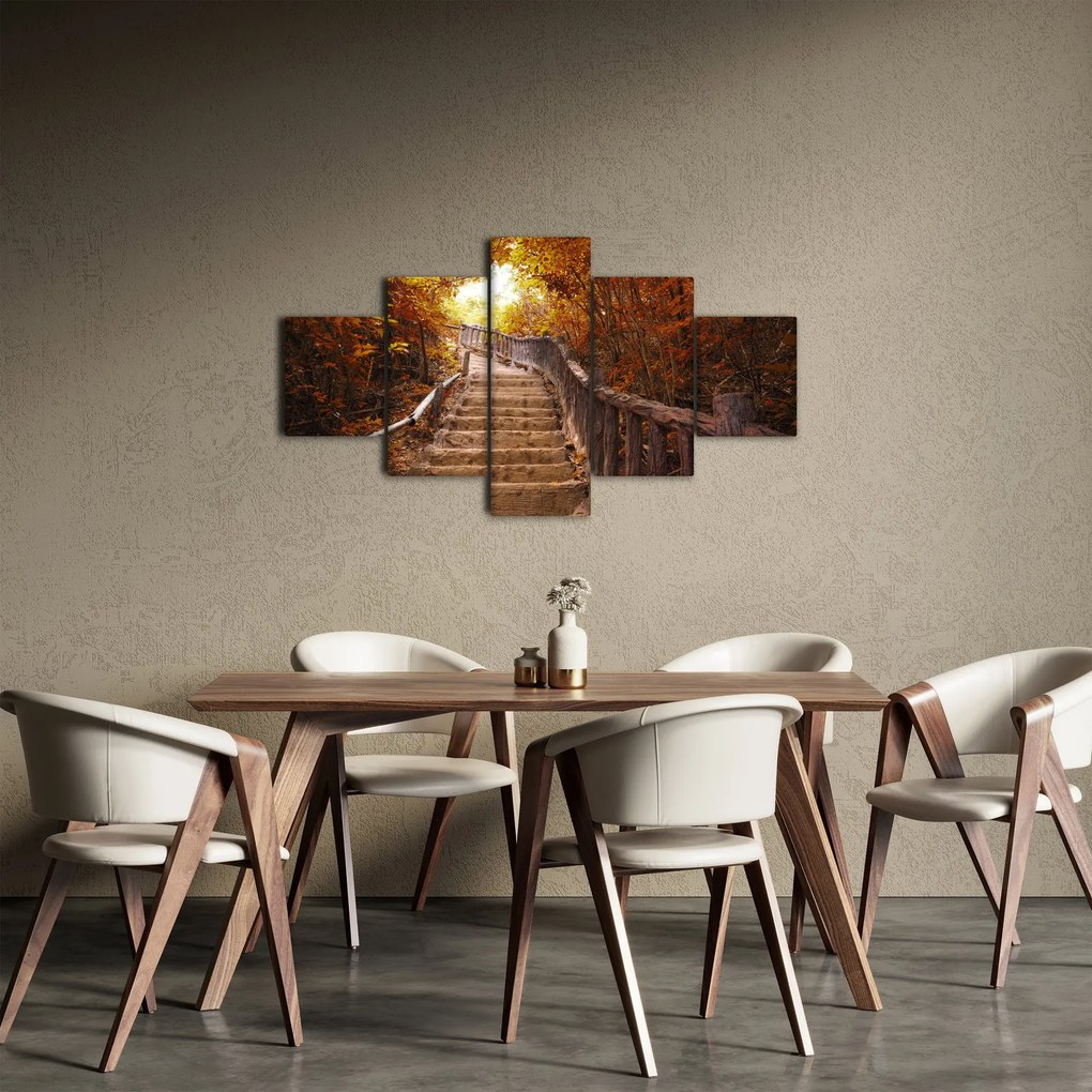 Obraz - Schody w naturze jesienią (125x70 cm)