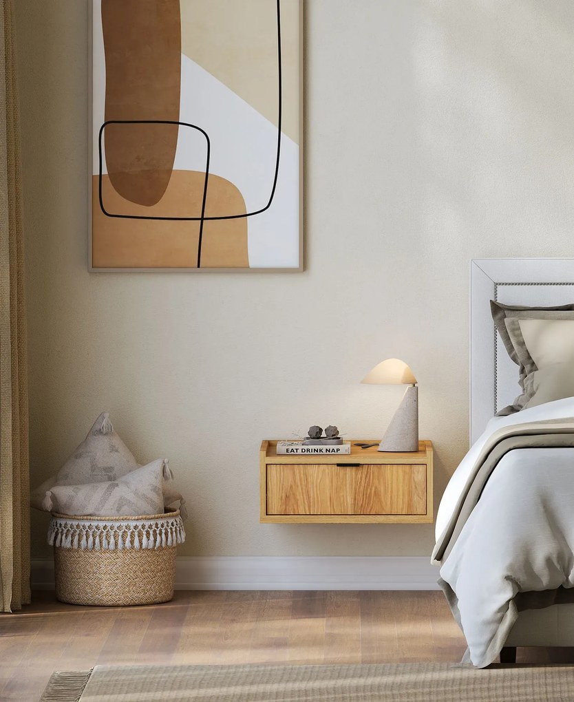 Szafka nocna wisząca z szufladą hikora naturalna H8-S22