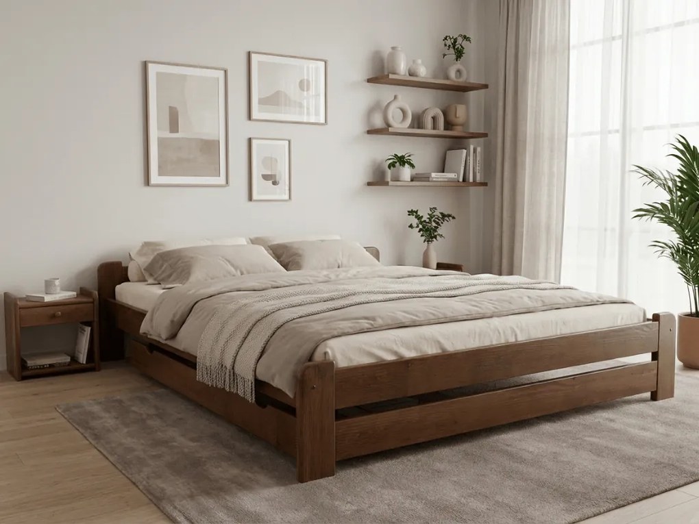 Łóżko Emily 140 x 200 cm, dąb Stelaż: Ze stelażem listwowym rolowanym elastycznym, Materac: Materac Deluxe 10 cm