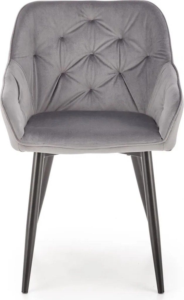 Aksamitny fotel do jadalni z podłokietnikami K487