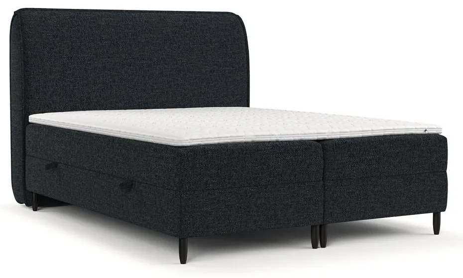 Czarne łóżko boxspring ze schowkiem 140x200 cm Melba – Maison de Rêve