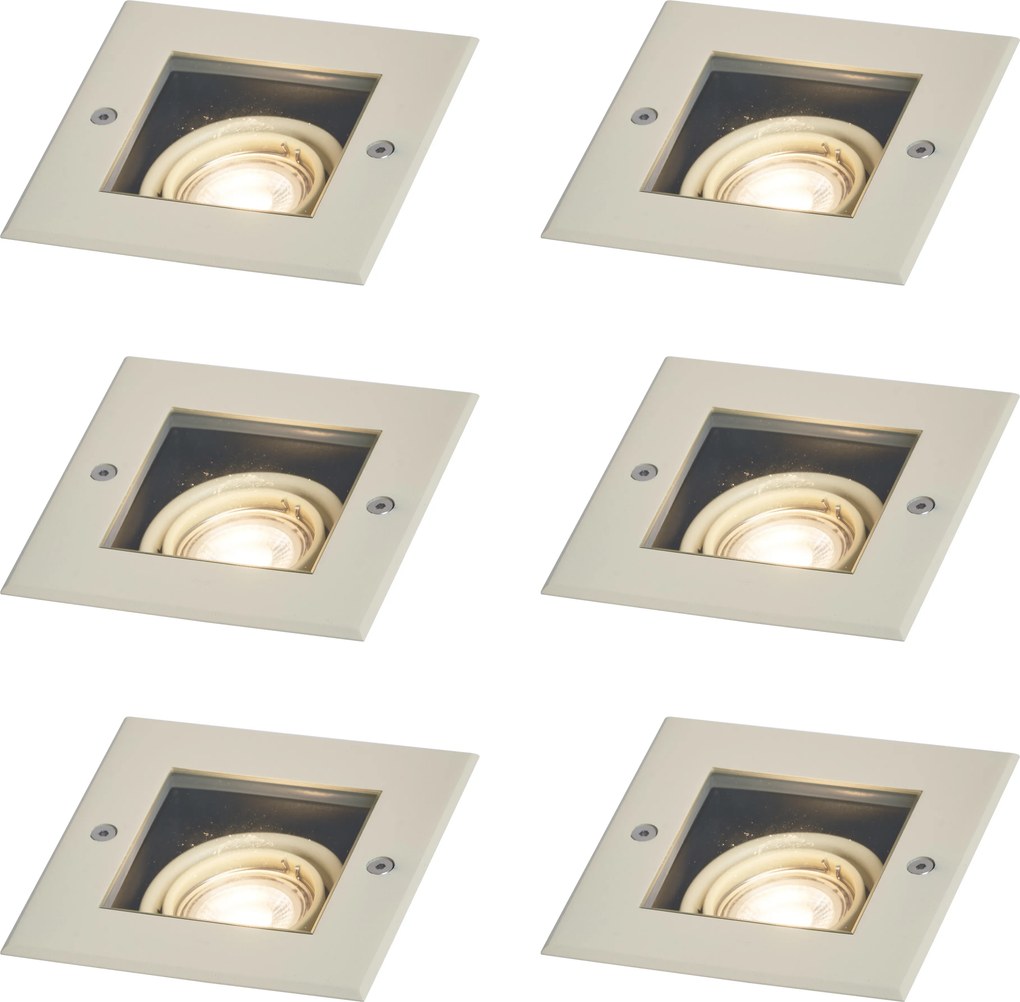 Zestaw 6 nowoczesnych beżowych regulowanych reflektorów gruntowych GU10 50mm IP65 - Oneon