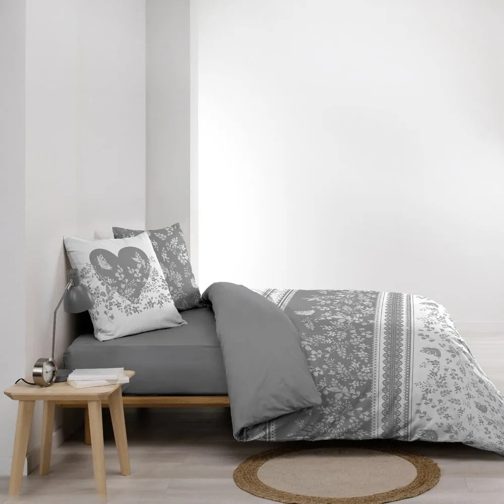 Biało-szara bawełniana pościel dwuosobowa 200x200 cm Annie – douceur d'intérieur