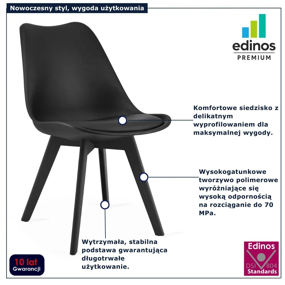 Czarne skandynawskie krzesło do stołu W7-M43