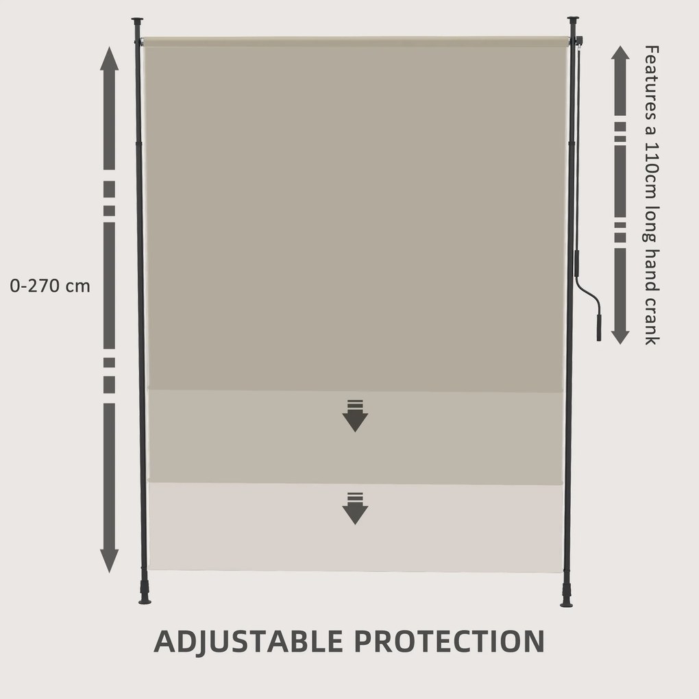 Outsunny Markiza Boczna na Taras Regulowana Wysokość Rama Metalowa Kolor Piaskowy 200x305 cm Dla Kawiarni | Aosom PL