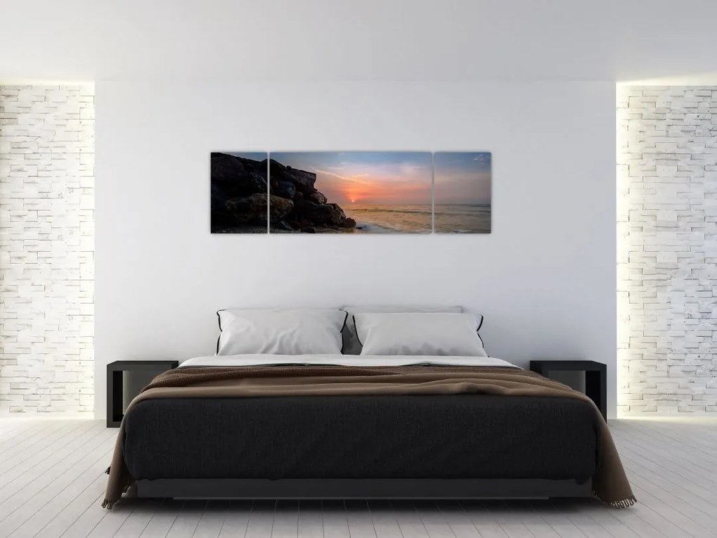 Obraz zachodu słońca na plaży (170x50 cm)