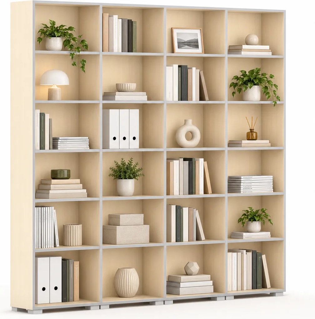 Biblioteka SILVER LINE, 4 kolumny, 2230 x 2400 x 400 mm, brzoza