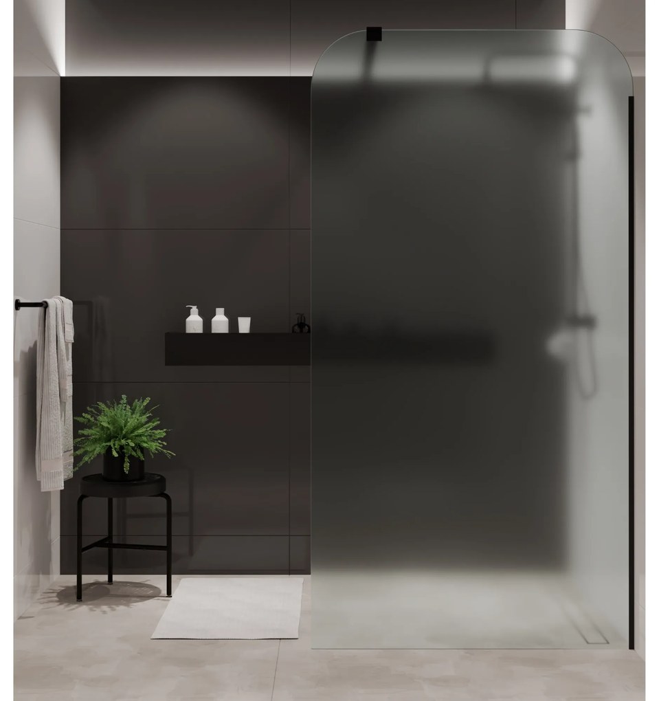 Ścianka prysznicowa Walk-in szkło satynowe matowe 8 mm MOLIS Satin Square MASSI | rożne rozmiary : Kolor profili kabiny - złoty, Szerokość ścianki - 100 cm, Typ montażu - WALK in FIX (Do ściany)