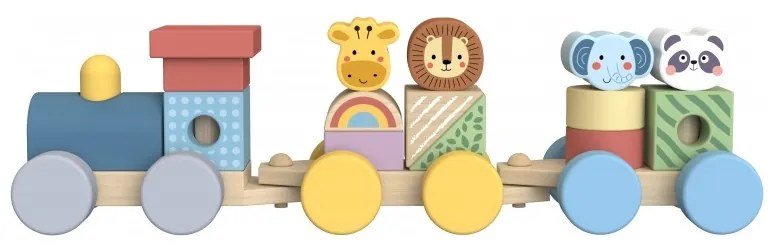 Tooky toy kolejka drewniana ze zwierzątkami klocki układanka montessori