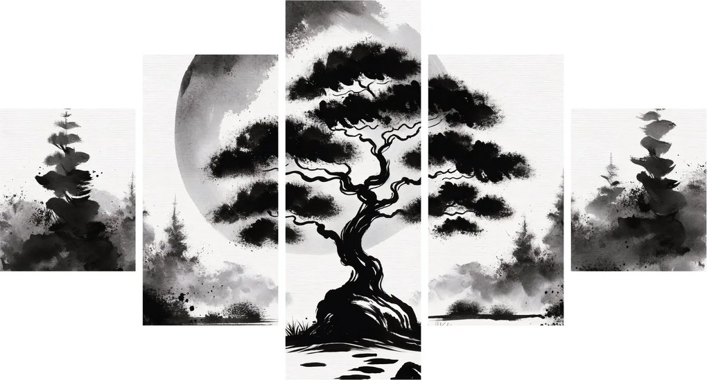 Obraz – Czarno-biały bonsai (125x70 cm)