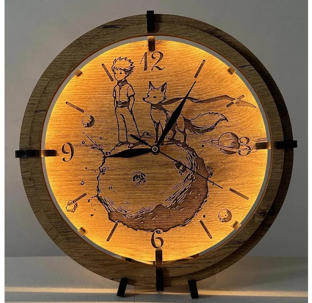 Li-Go 23712/DUB/BAT2 - Ściemnialny zegar z podświetleniem LED i czujnikiem, zasilanie 1xAA, śr. 32 cm, dąb