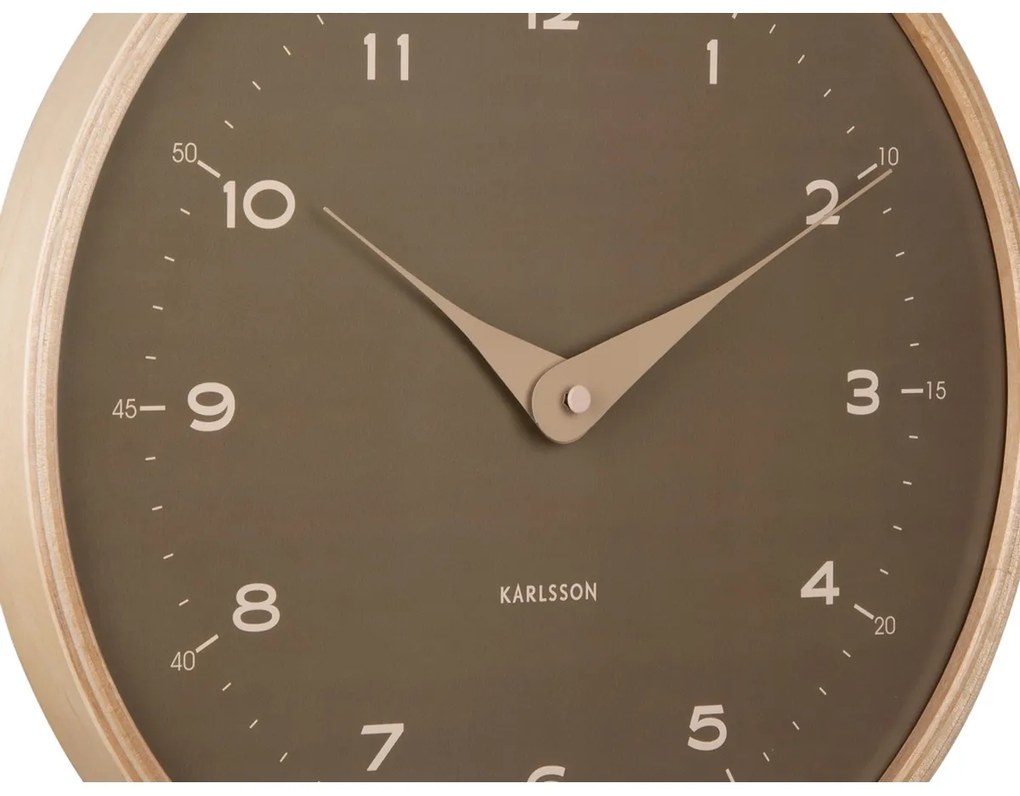Karlsson 5995MG designerski zegar ścienny brązowy,średnica 30 cm