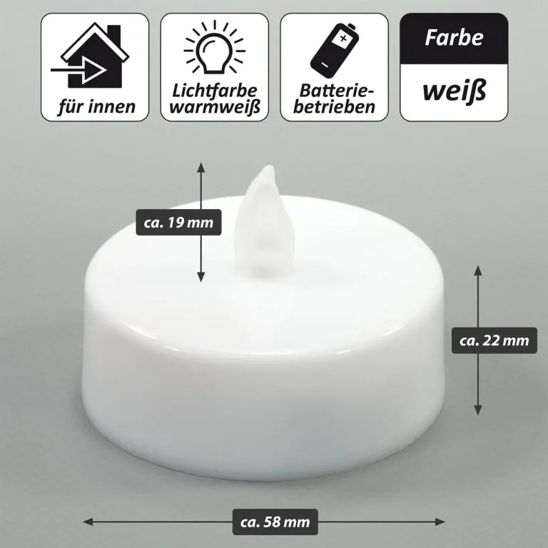 Zestaw świeczek na baterie, z timerem, białe, 8szt