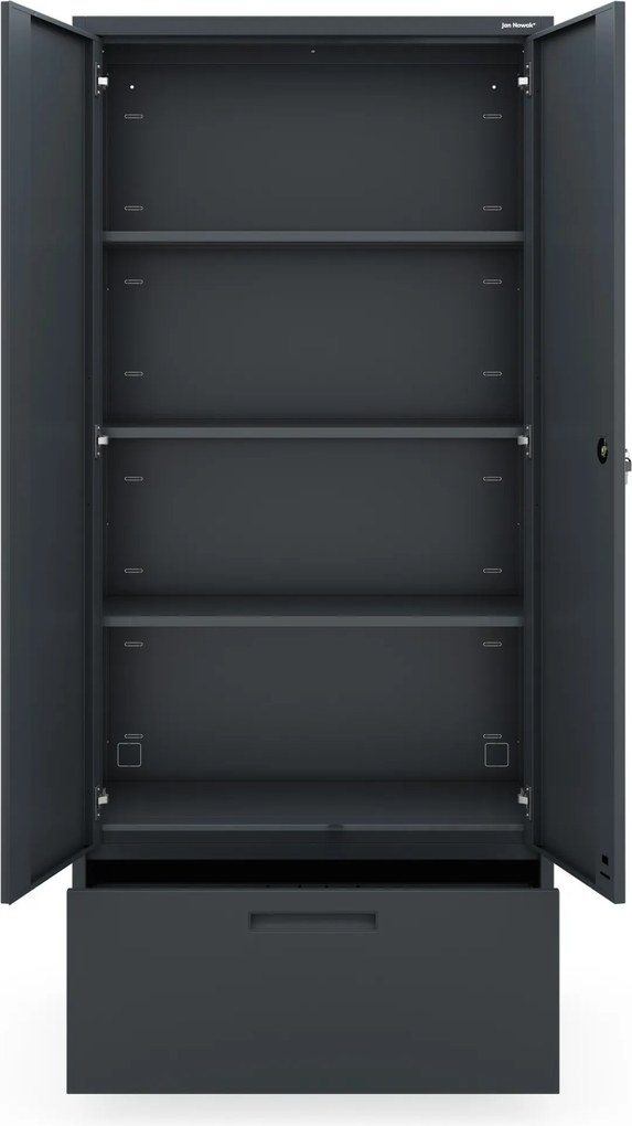 Szafa modułowa metalowa wielofunkcyjna z szufladą wysoką antracytowa MEGAN 1950 x 900 x 400 mm