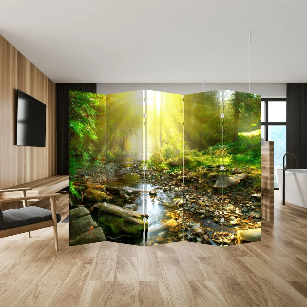 Parawan - Rzeka w zielonym lesie (210x170 cm)