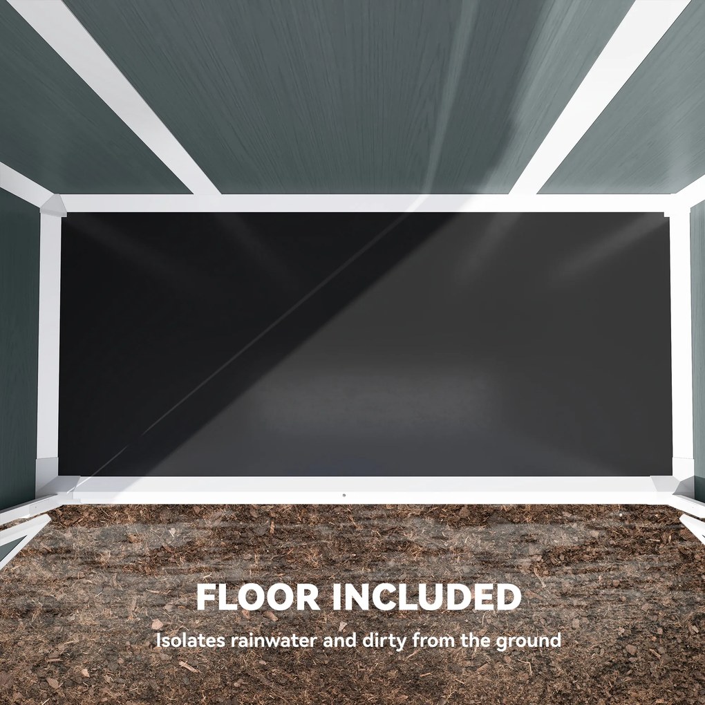 Outsunny Domek Ogrodowy 0,8m², Składany Domek na Narzędzia 134 x 68,5 x 170 cm Plastikowy z Podwójnymi Drzwiami i Podłogą | Aosom PL