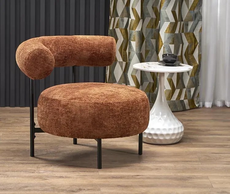 Cynamonowy designerski fotel wypoczynkowy - Roger