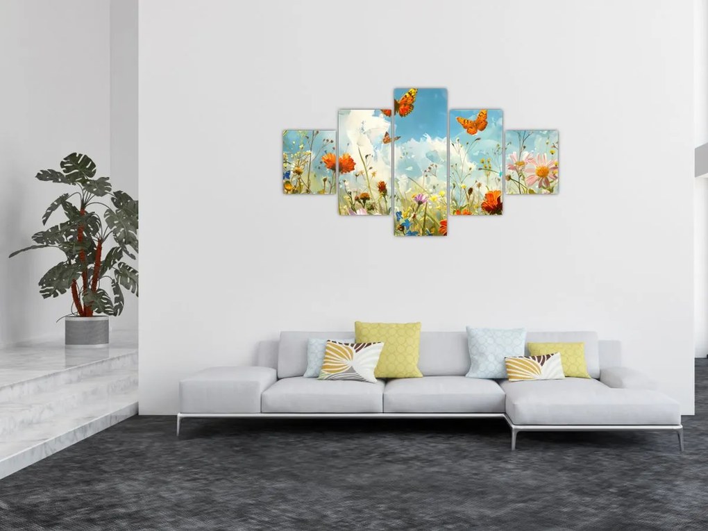 Obraz - Motyle na letniej łące (125x70 cm)
