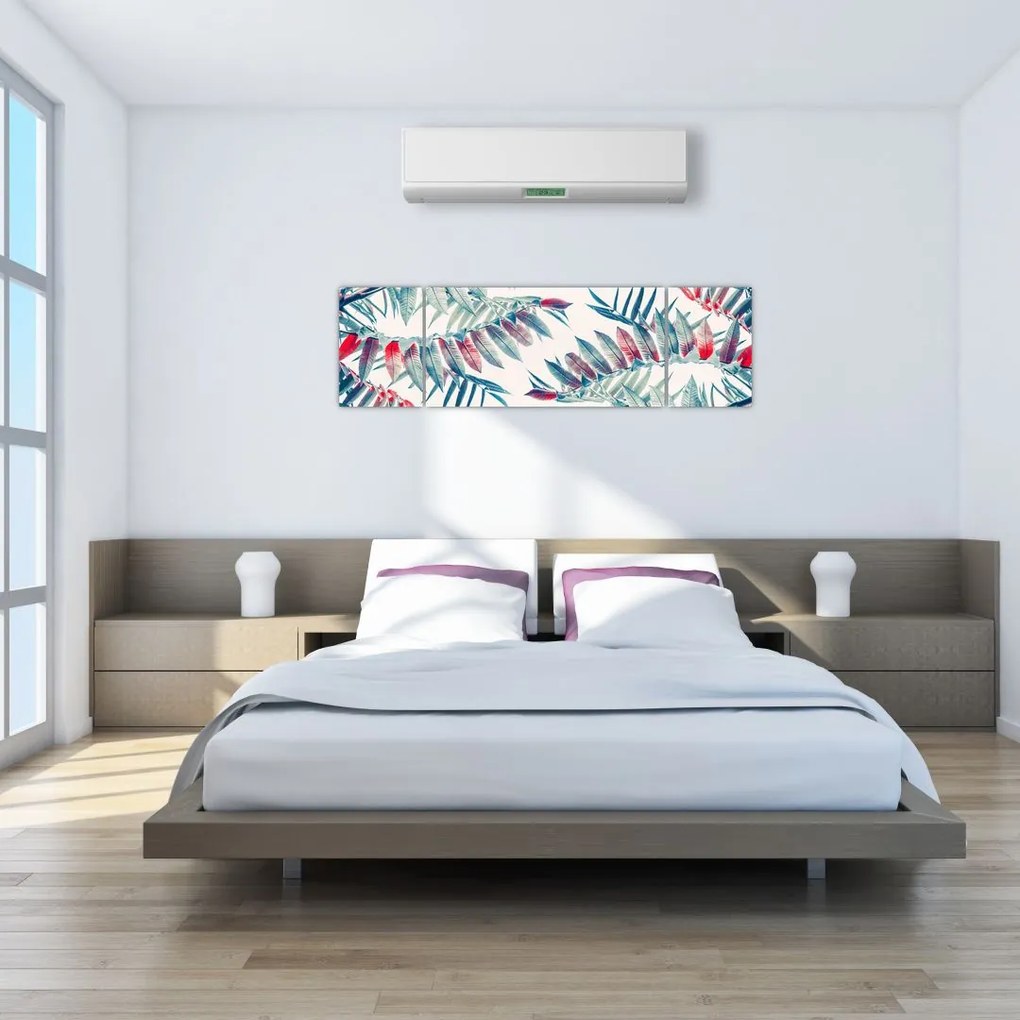 Obraz - Tropikalne liście (170x50 cm)