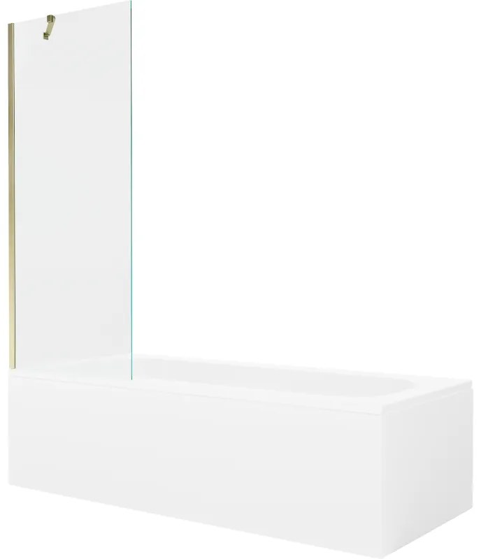Mexen Vega wanna prostokątna 150 x 70 cm z obudową i parawanem 1-skrzydłowym 70 cm, transparent, złoty - 550115070X9507000050