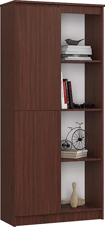 Regał AKORD R80 Wenge 80 cm 1 drzwi kolor Wenge mat 8 półek 80x35x180 cm