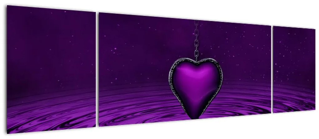 Obraz fioletowego serca (170x50 cm)