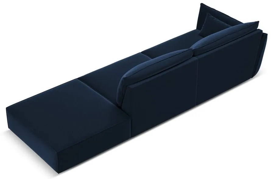Ciemnoniebieska aksamitna sofa lewostronna 264 cm Vanda – Mazzini Sofas