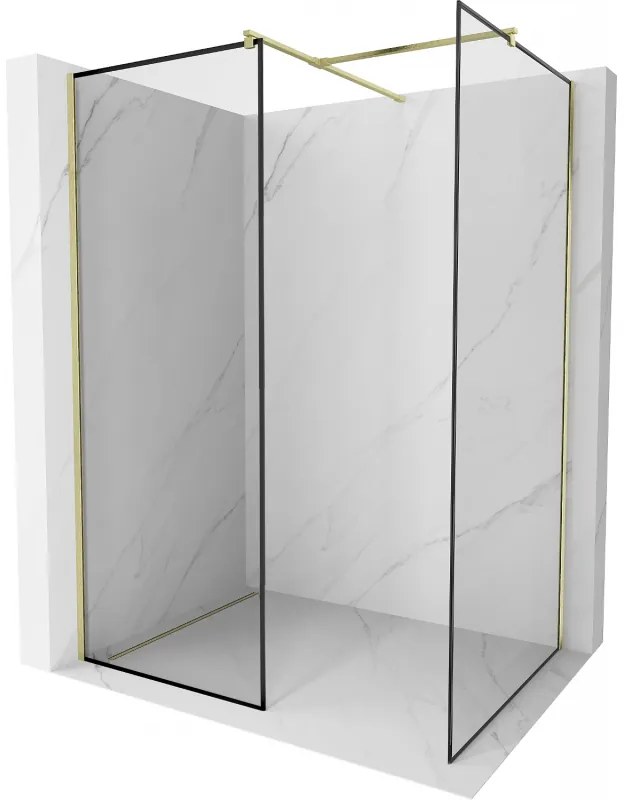 Mexen Kioto ścianka prysznicowa Walk-in 80 x 80 cm, czarny wzór, złota szczotkowana - 800-080-202-55-70-080