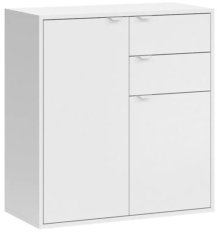 Biała komoda z 2 szufladami i drzwiczkami N9-W35