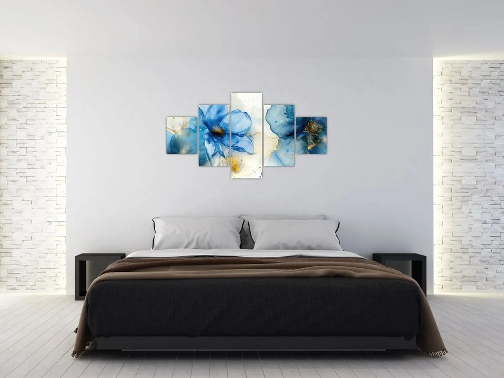 Obraz - Kwiatowy, malowany tuszem (125x70 cm)