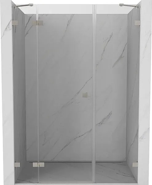 Mexen Lunar drzwi prysznicowe uchylne lewe 145 cm, transparent, nikiel szczotkowany - 834S-145-050-97-00-L