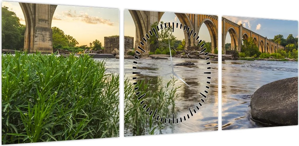 Obraz - Most kolejowy w Richmond (z zegarem) (90x30 cm)