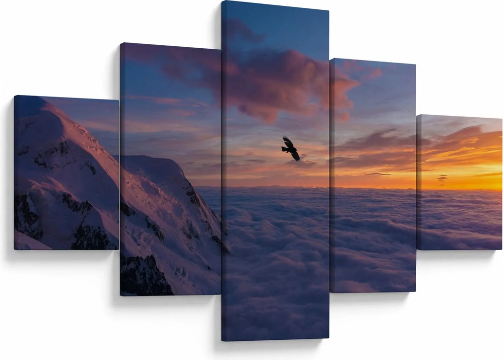 Obraz o zachodzie słońca, Mt. Blanc (125x70 cm)