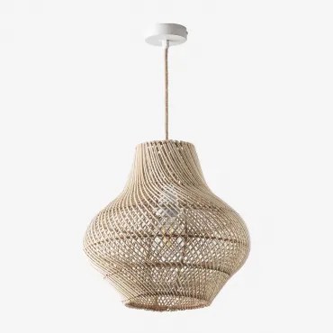 Lampa Sufitowa Wisząca Magali Naturalny - Biała & Ø40 Cm - ↑35 Cm Magali - Sklum