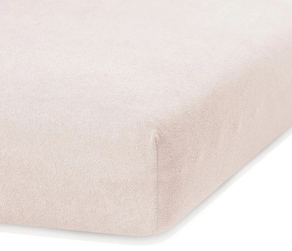 Beżowe prześcieradło frotte z gumką 160x200 cm Ruby – Restilo