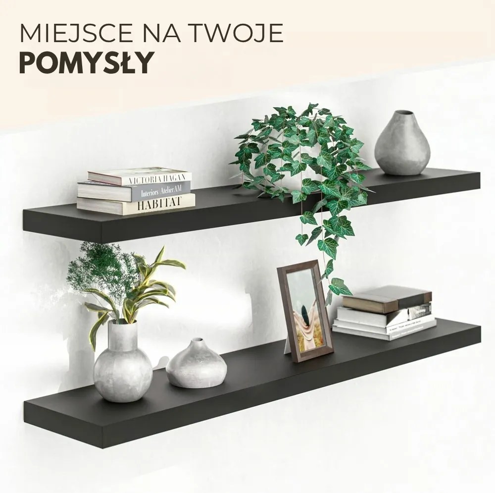 Półka ścienna FIGO + z konsolą, 110cm, czarna Casaria