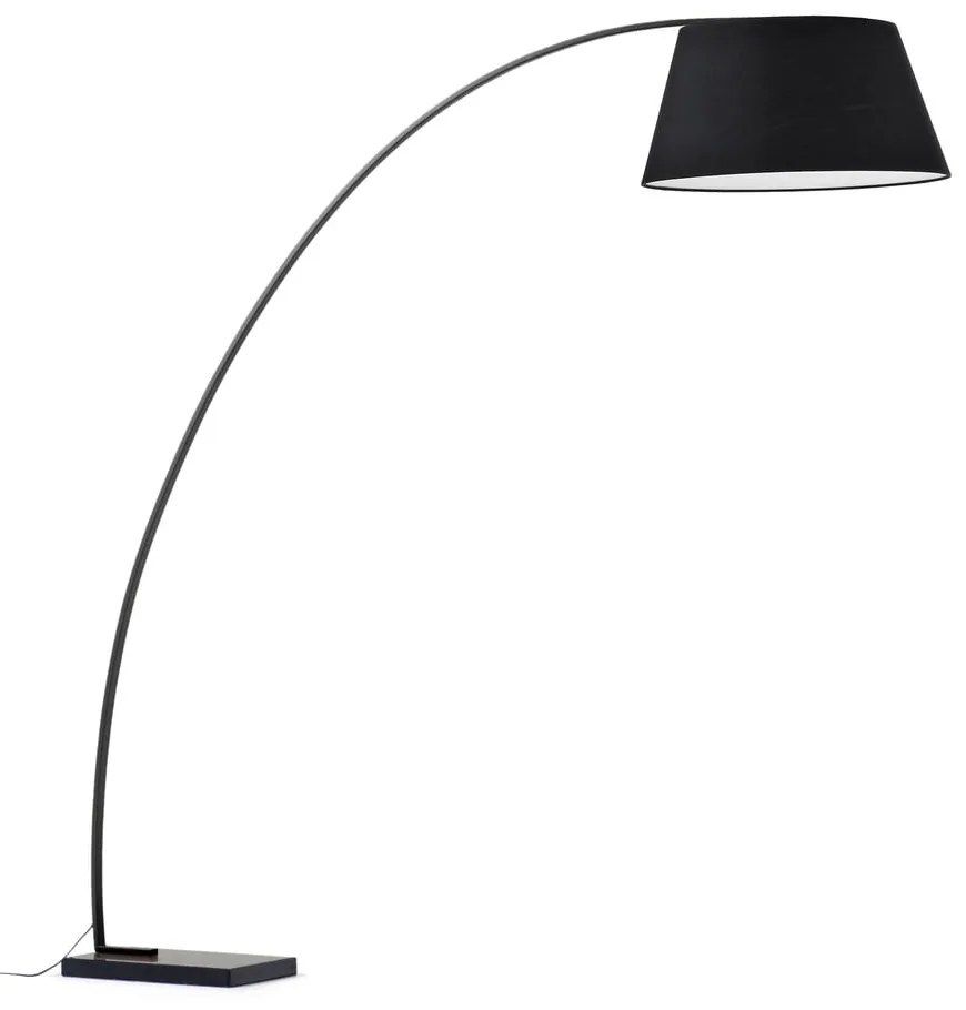 Czarna lampa stojąca z tekstylnym kloszem (wysokość 210 cm) Juhe – Kave Home