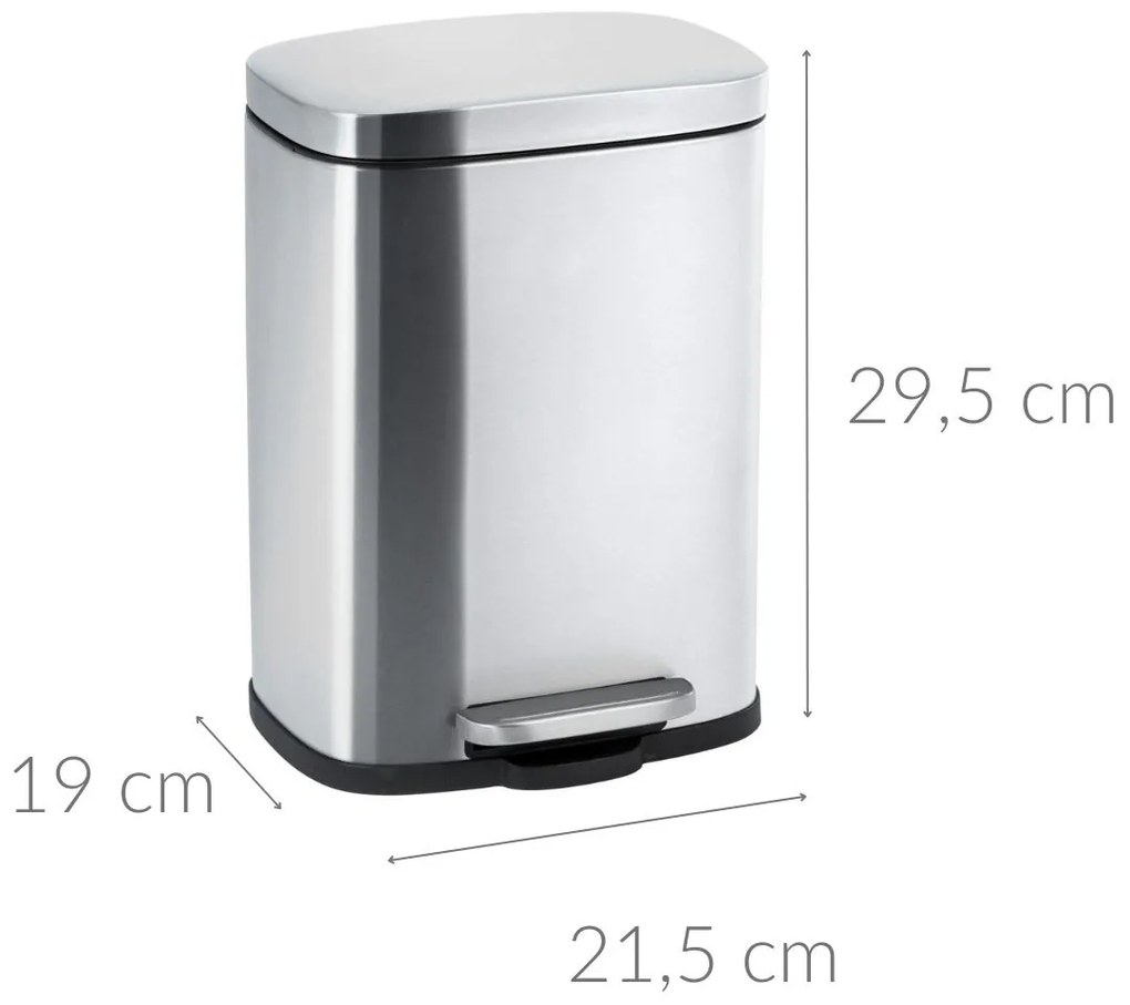 Kosz na śmieci LENO, z pedałem i funkcją Easy-Close, 5 L, Wenko