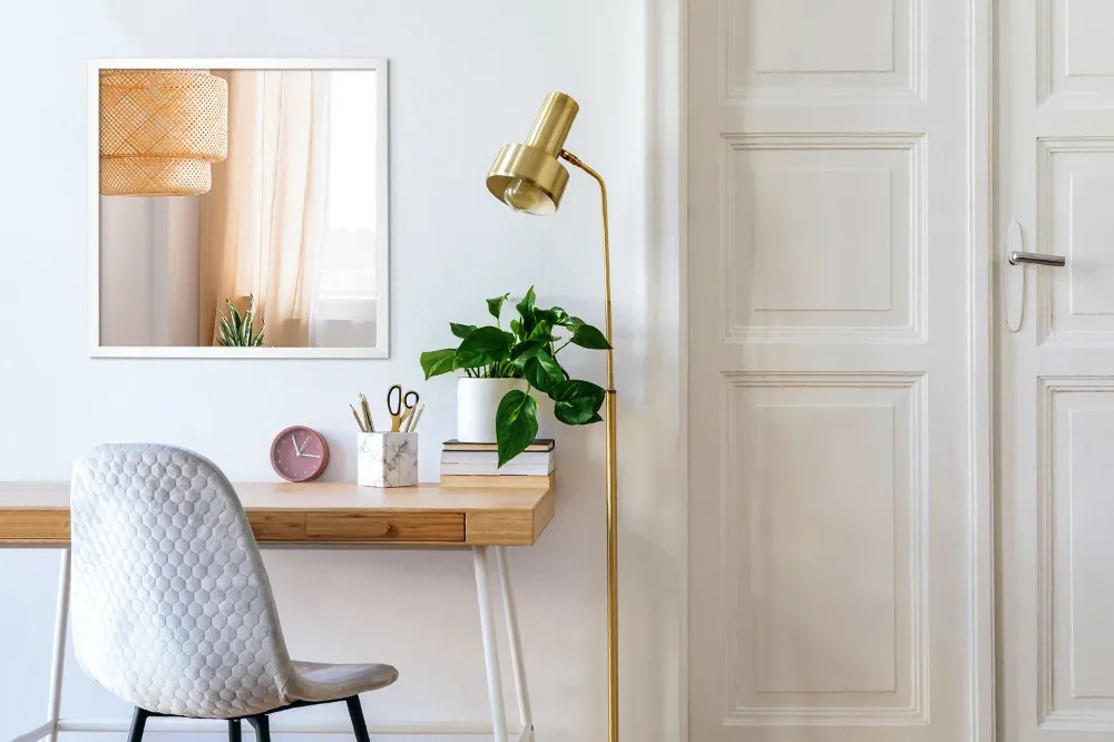 Lustro dekoracyjne prostokątne biała ramka 70x50 cm Biały