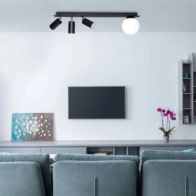 Lampa sufitowa z reflektorami i kloszem - S897-Rahim
