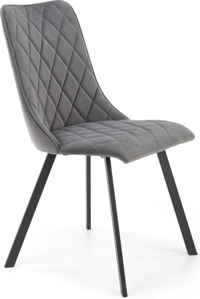 Pikowane krzesło do jadalni z tkaniny velvet K450