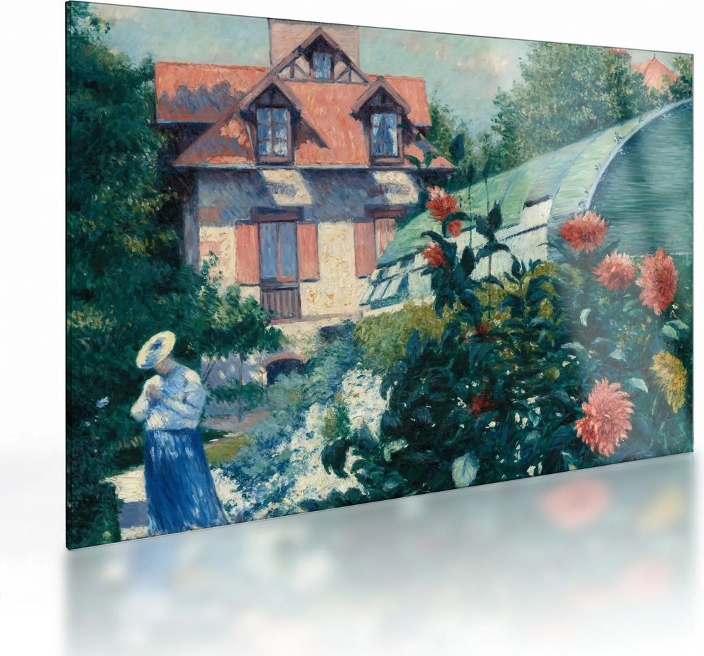 Obraz na szkle - Gustave Caillebotte, Dahlias, Garden at Petit Gennevilliers, reprodukcje (70x50 cm)