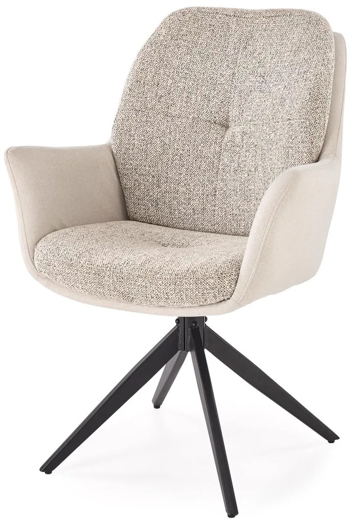 Krzesło do jadalni obrotowe z podłokietnikami popiel tkanina K591