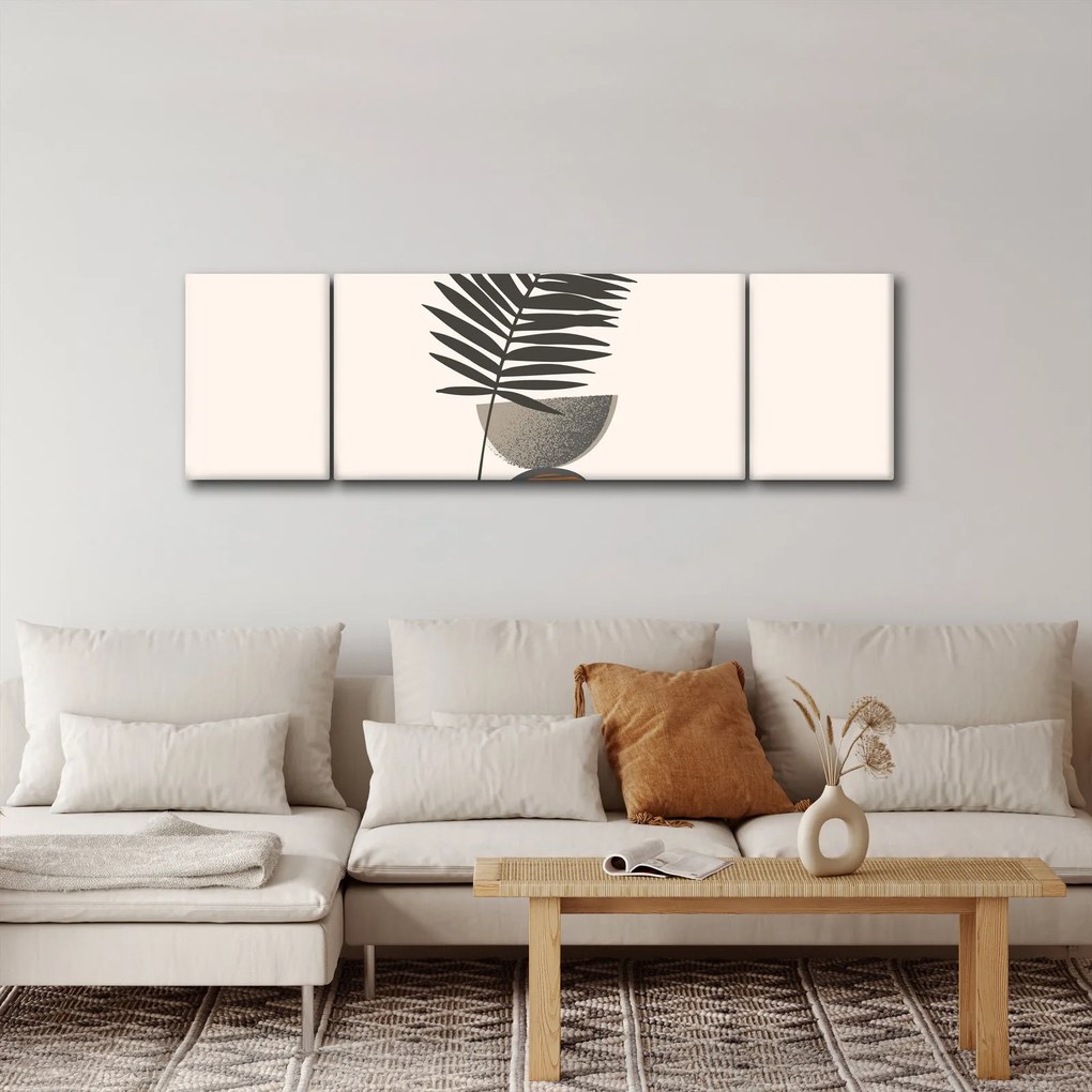 Obraz - Abstrakcja z liściem palmy (170x50 cm)