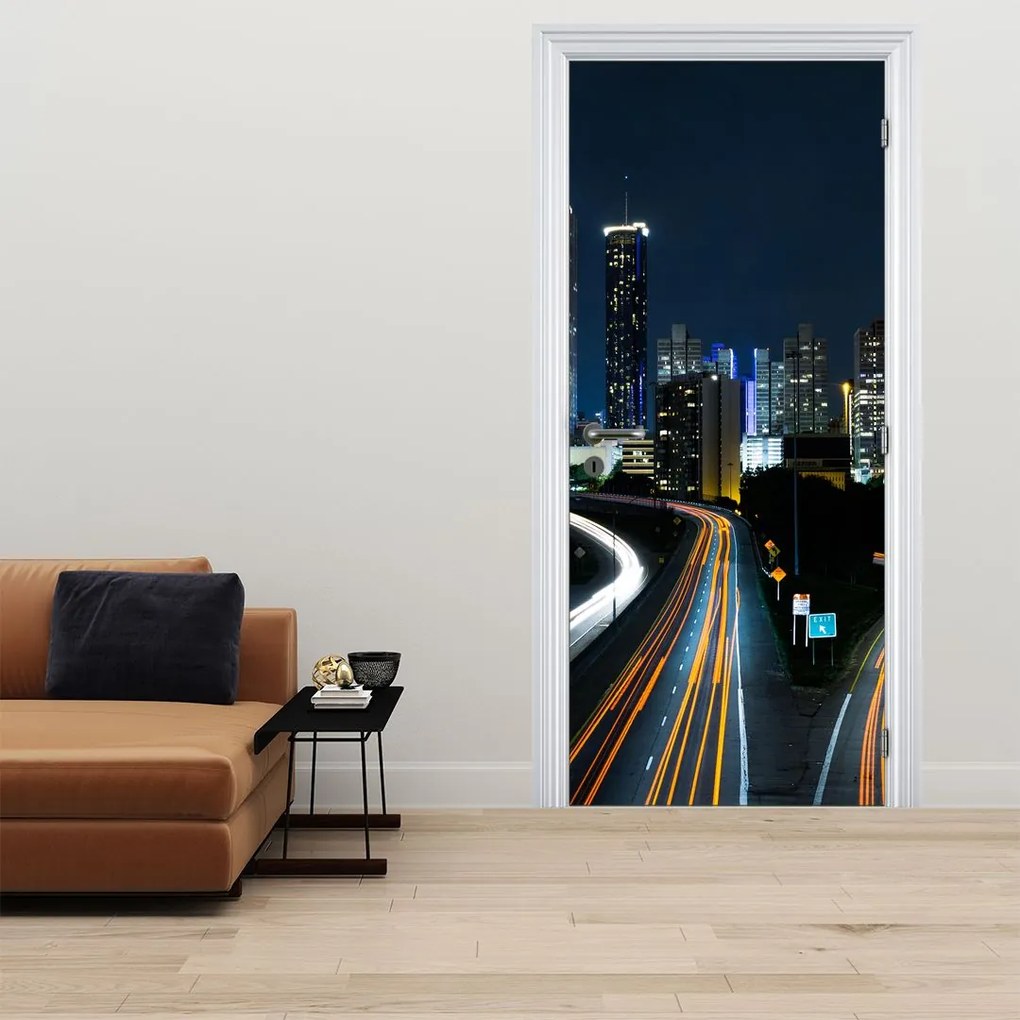 Fototapeta na drzwi - Nocna metropolia (95x205cm)