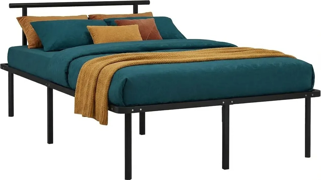 Czarne metalowe łóżko małżeńskie 140x200 cm G0-K66
