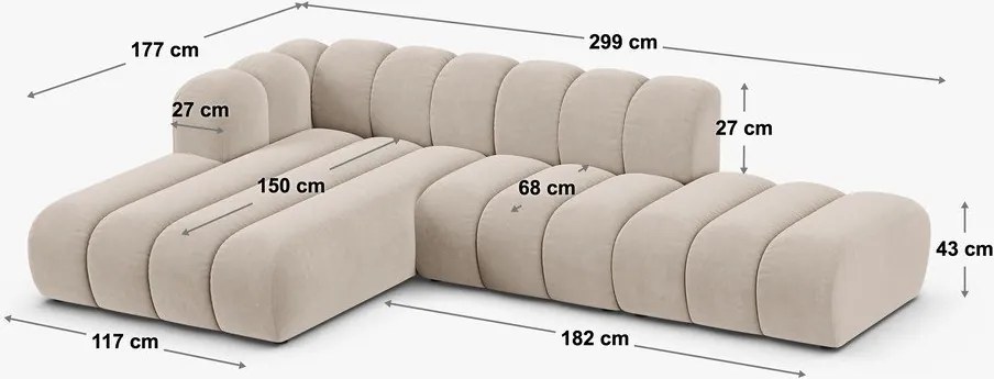 Beżowy narożnik (lewostronny) Lupine – Micadoni Home