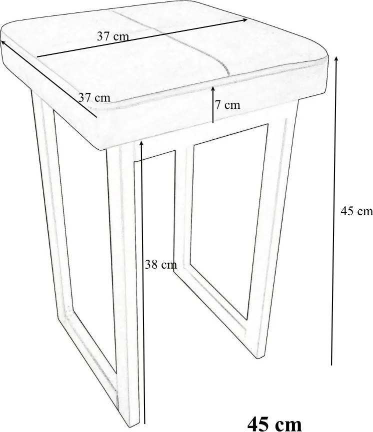 Taboret SOLID tkanina Welur stelaż metalowy STOŁEK LOFT : Kolor Stelaża - Złoty, Kolor tkaniny - VELVET - MG20, Typ tkaniny - Velvet, Wysokość - 45 cm