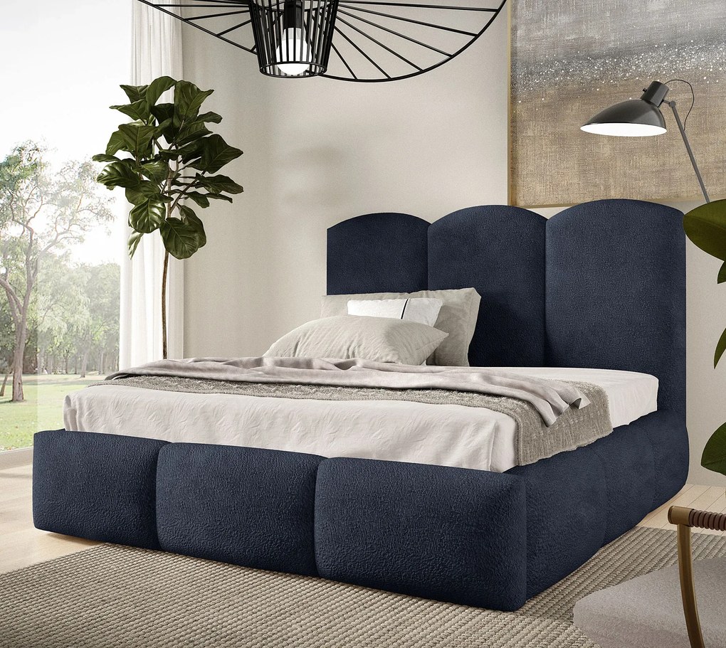 Granatowe nowoczesne łóżko chmurka z pojemnikiem 5 rozmiarówc L8-H96